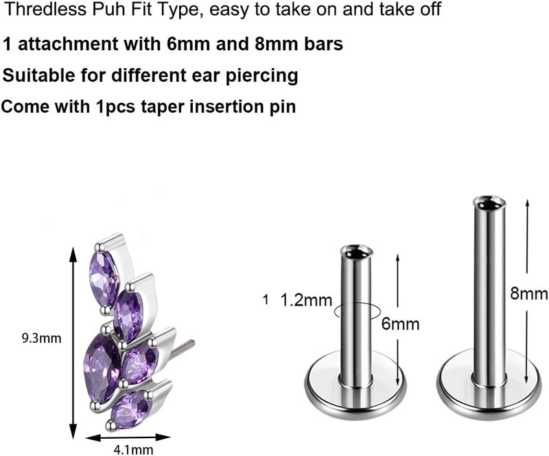 TOMIDES G23 Titanium Flat Back Earrings Studs 16g F136 Implant Grade Titanium Labrets Press Fit Threadless Push In Dainty Cartilage Helix Conch Lobe Lip Tragus Piercing Jewelry - Image 2